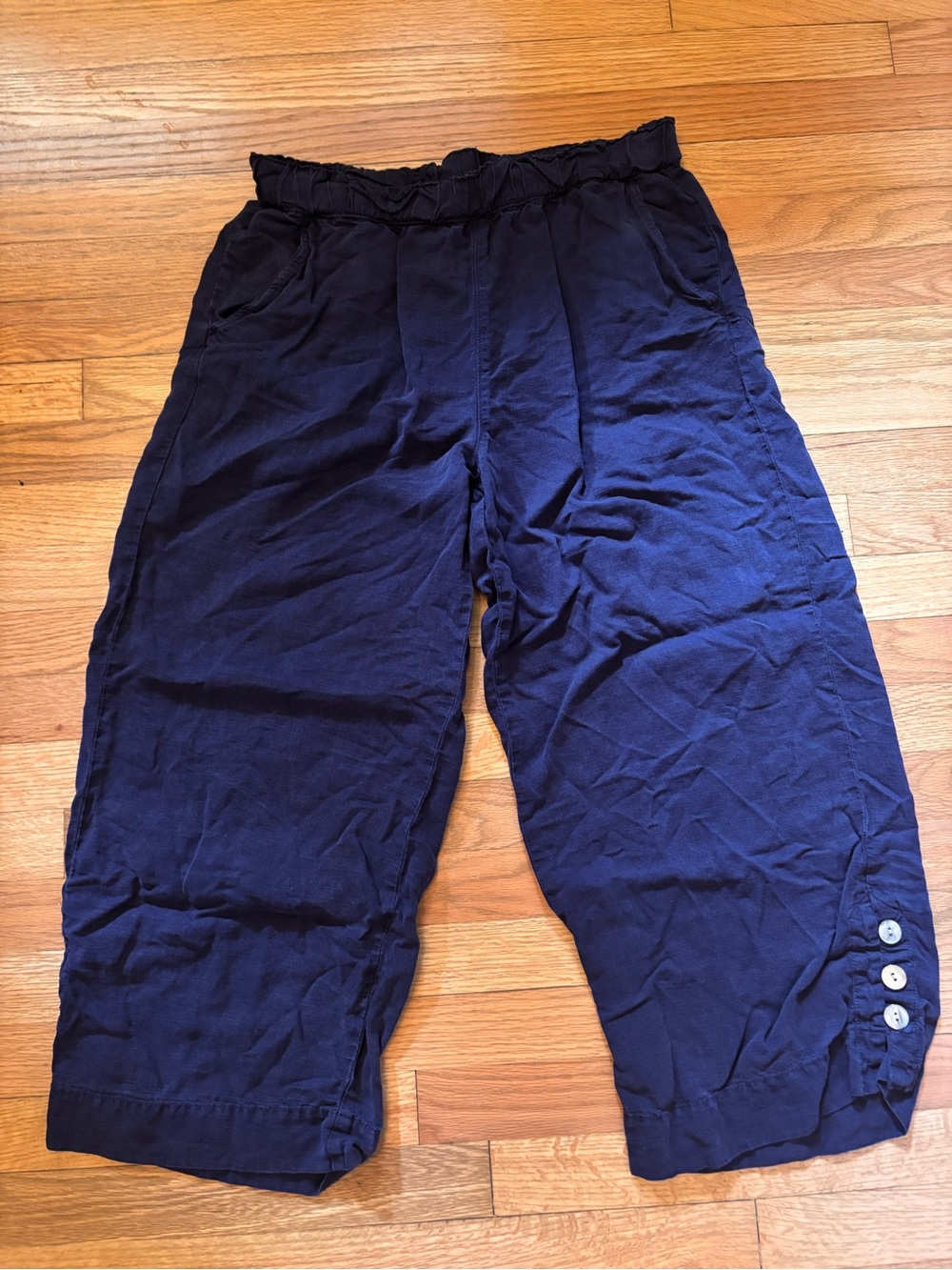 Joie Navy Elastic-Waist Crop Joggers